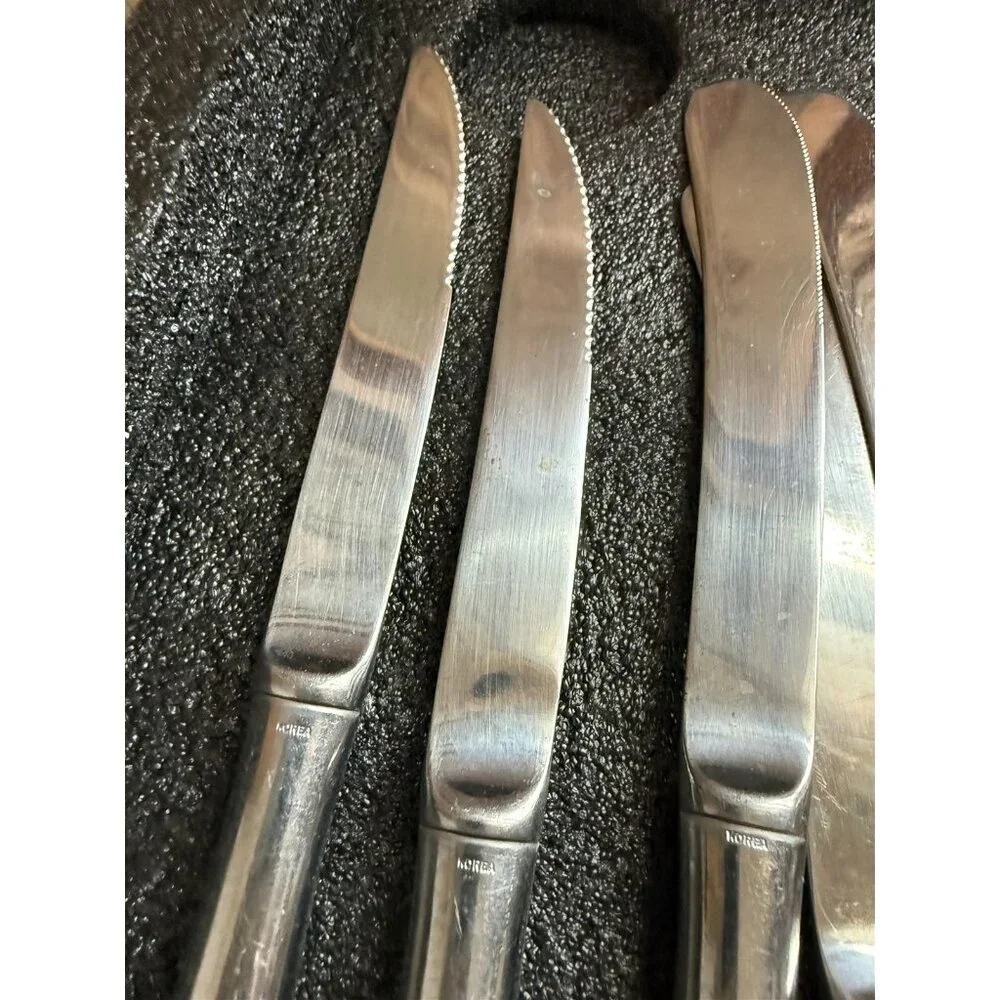 12 Piece Stainless Steel Dinner Knives Pistol Grip Handle Korea